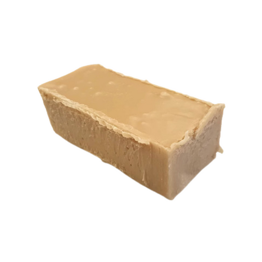 Butter Beer left, light brown fudge, butterscotch flavoured fudge, cream soda flavoured fudge, Harry Potter fudge, premium fudge, best fudge in Canada, made in Alberta, Edmonton fudge, Phil's Fudge Factory