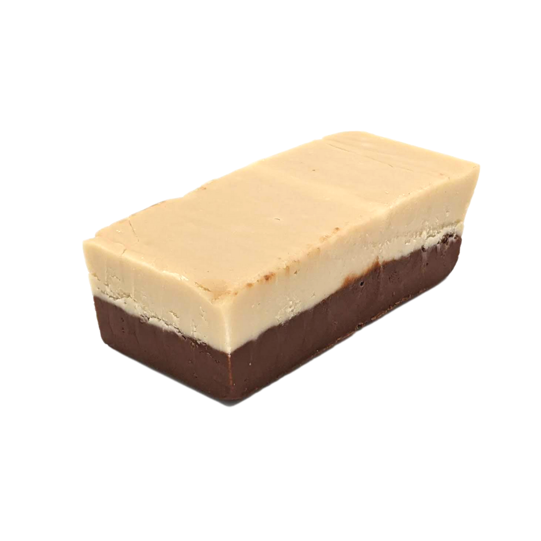 Canadian Maple Chocolate right, Canadian Maple fudge, Chocolate fudge, maple flavoured fudge, layered maple and chocolate fudge, premium fudge, best fudge in Canada, made in Alberta, Edmonton fudge, Phil's Fudge Factory