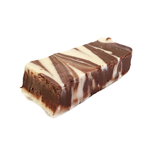 Chocolate Mint Swirl right, chocolate fudge, mint flavoured fudge, chocolate and mint swirled fudge, swirled fudge, real peppermint oil, hand made fudge, premium fudge, best fudge in Canada, made in Alberta, Edmonton fudge, Phil’s Fudge Factory