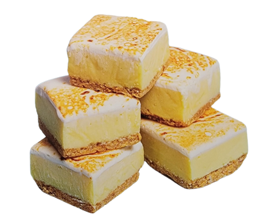 A stack of Lemon Meringue Pie fudge made with Graham Crackers