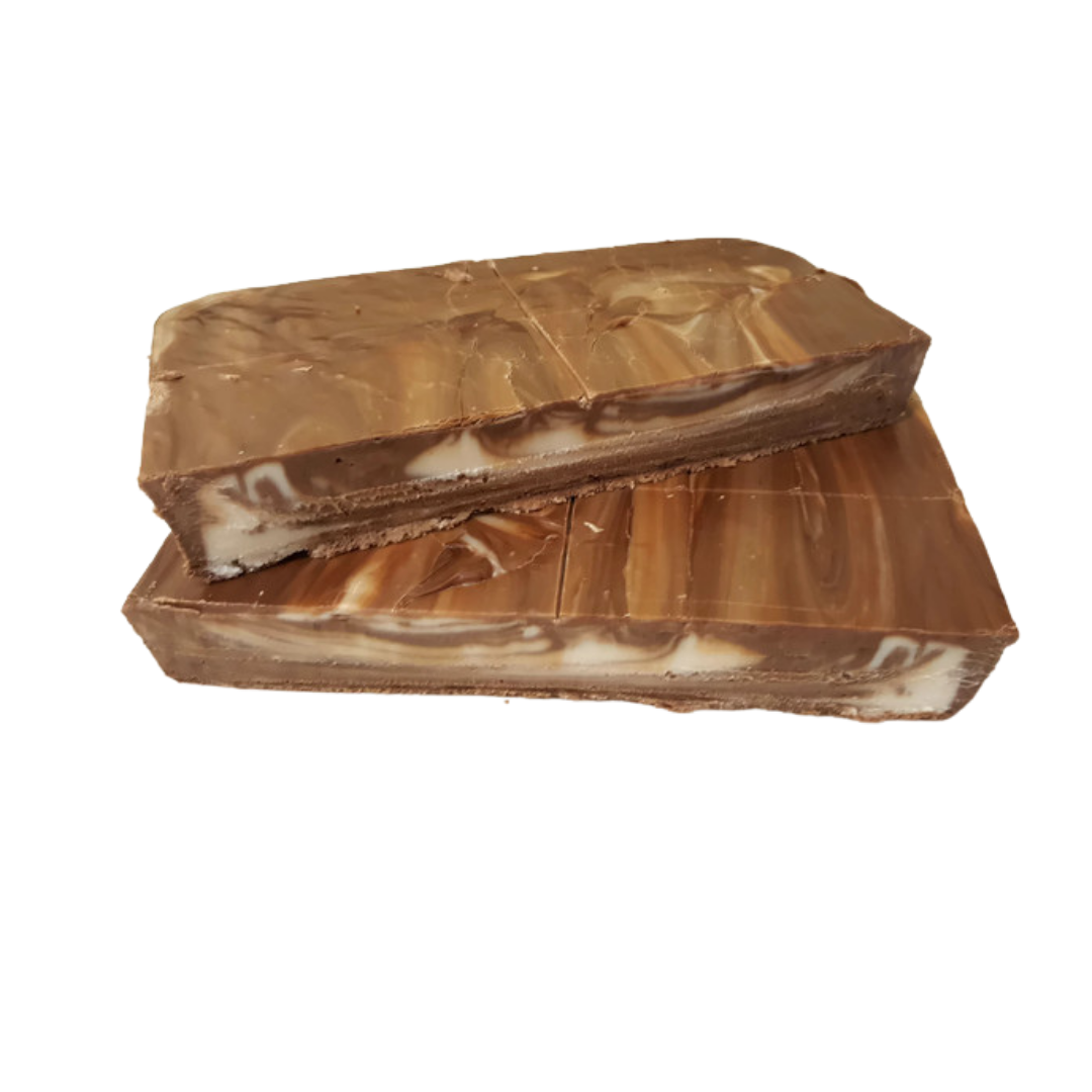 root beer slab, vanilla fudge, root beer flavoured fudge, swirled caramel coloured and cream fudge, soda inspired fudge, unique fudge, creamy fudge, hand made fudge, premium fudge, best fudge in Canada, made in Alberta, Edmonton fudge, Phil’s Fudge Factory