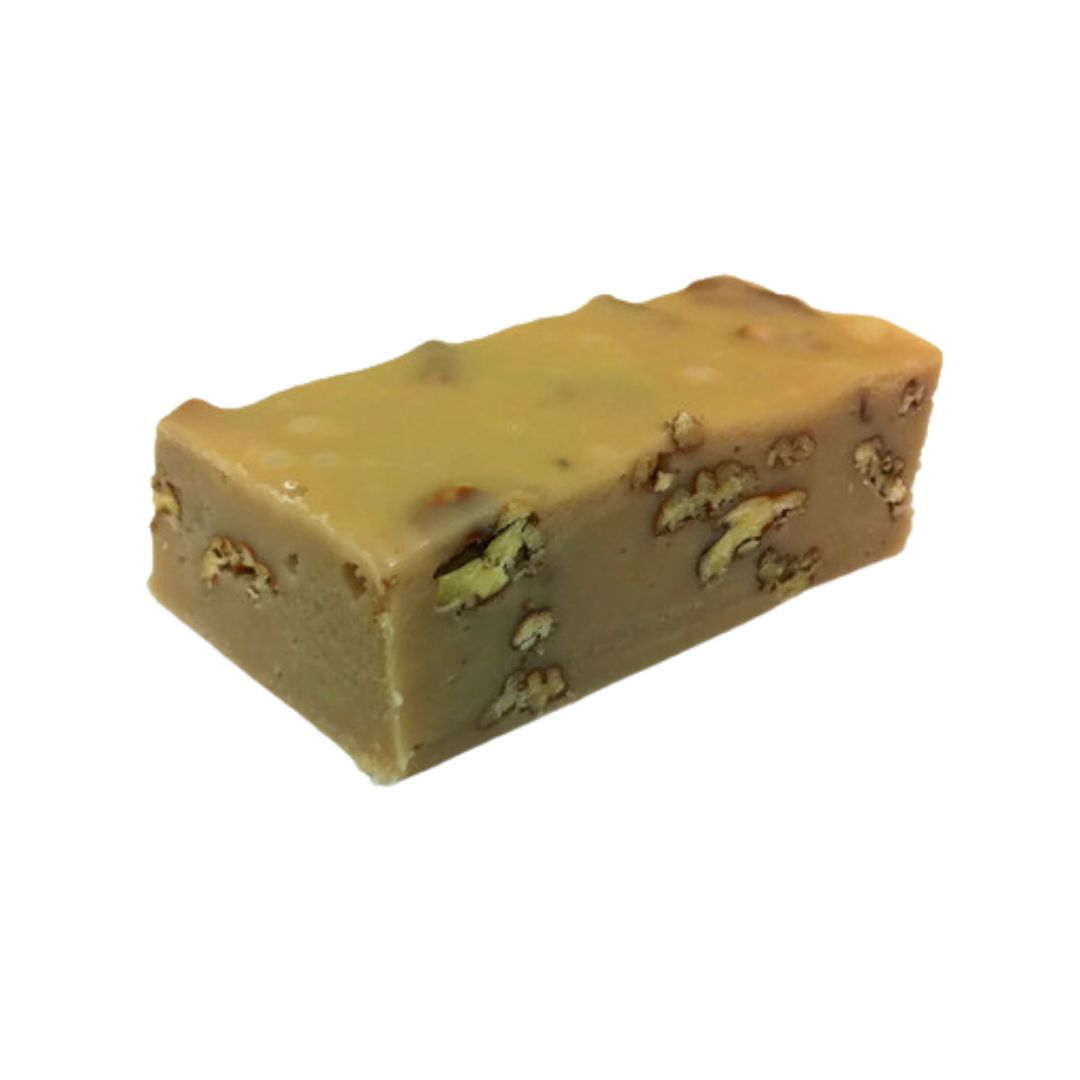 Sucrose free Canadian maple pecan right, sucrose free, diabetic fudge, fructose fudge, isomaltose fudge, Canadian maple flavoured fudge, pecan fudge, nutty fudge, creamy fudge, hand made fudge, premium fudge, best fudge in Canada, made in Alberta, Edmonton fudge, Phil’s Fudge Factory