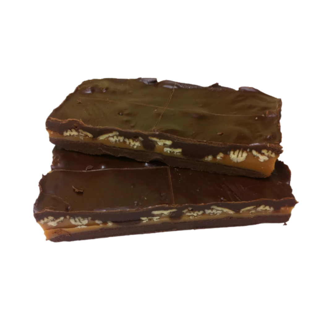 turtle slab, chocolate fudge, gooey caramel, real whole pecans, layered fudge, chocolate bar fudge, creamy fudge, holiday fudge, Christmas fudge, hand made fudge, premium fudge, best fudge in Canada, made in Alberta, Edmonton fudge, Phil’s Fudge Factory