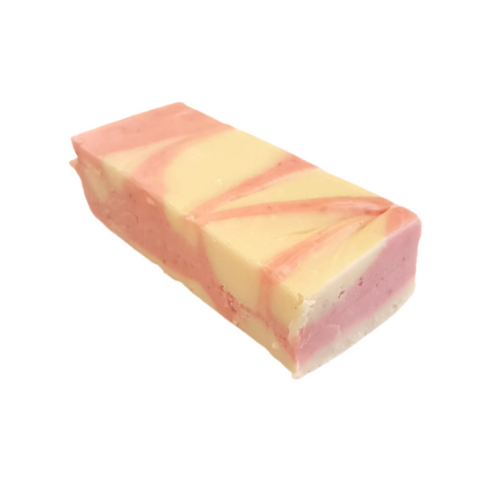 raspberry cheesecake left, raspberry fudge, real raspberries, cream cheese fudge, real Philadelphia cream cheese, swirled raspberry and cream cheese fudge, swirled pink and cream fudge, creamy fudge, hand made fudge, premium fudge, best fudge in Canada, made in Alberta, Edmonton fudge, Phil’s Fudge Factory